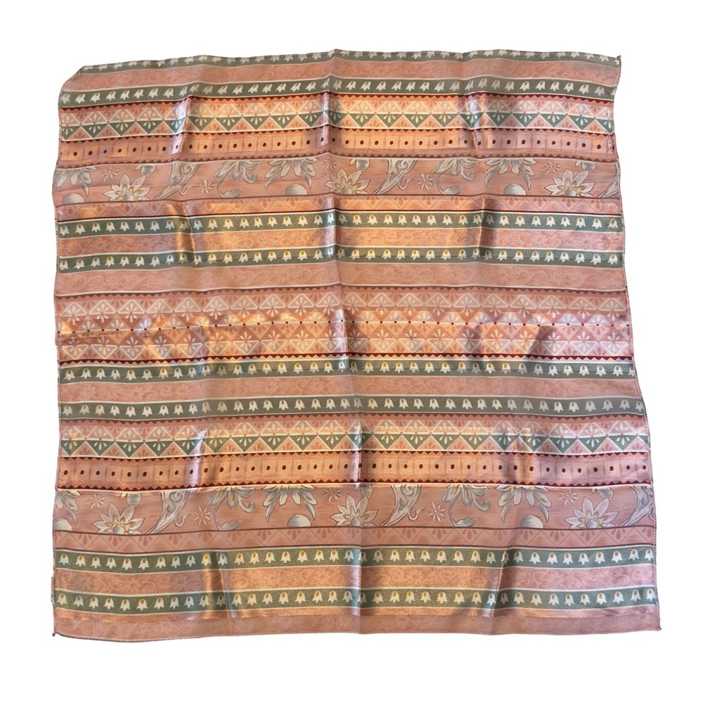 Floral Geometric Square Silk‎ Feel Neck Scarf Bandana Made in Korea Cottagecore